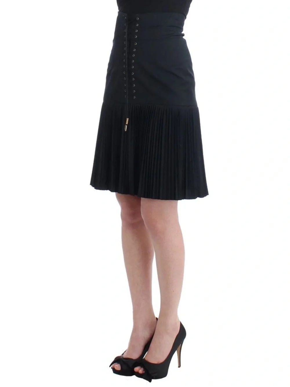 Vintage Roberto Cavalli Black Wool Mini Women's Skirt